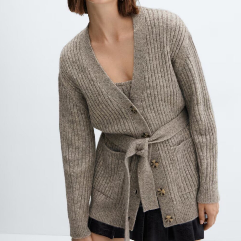 Mango Buttoned Ribbed Cardigan - Picture 2 of 6